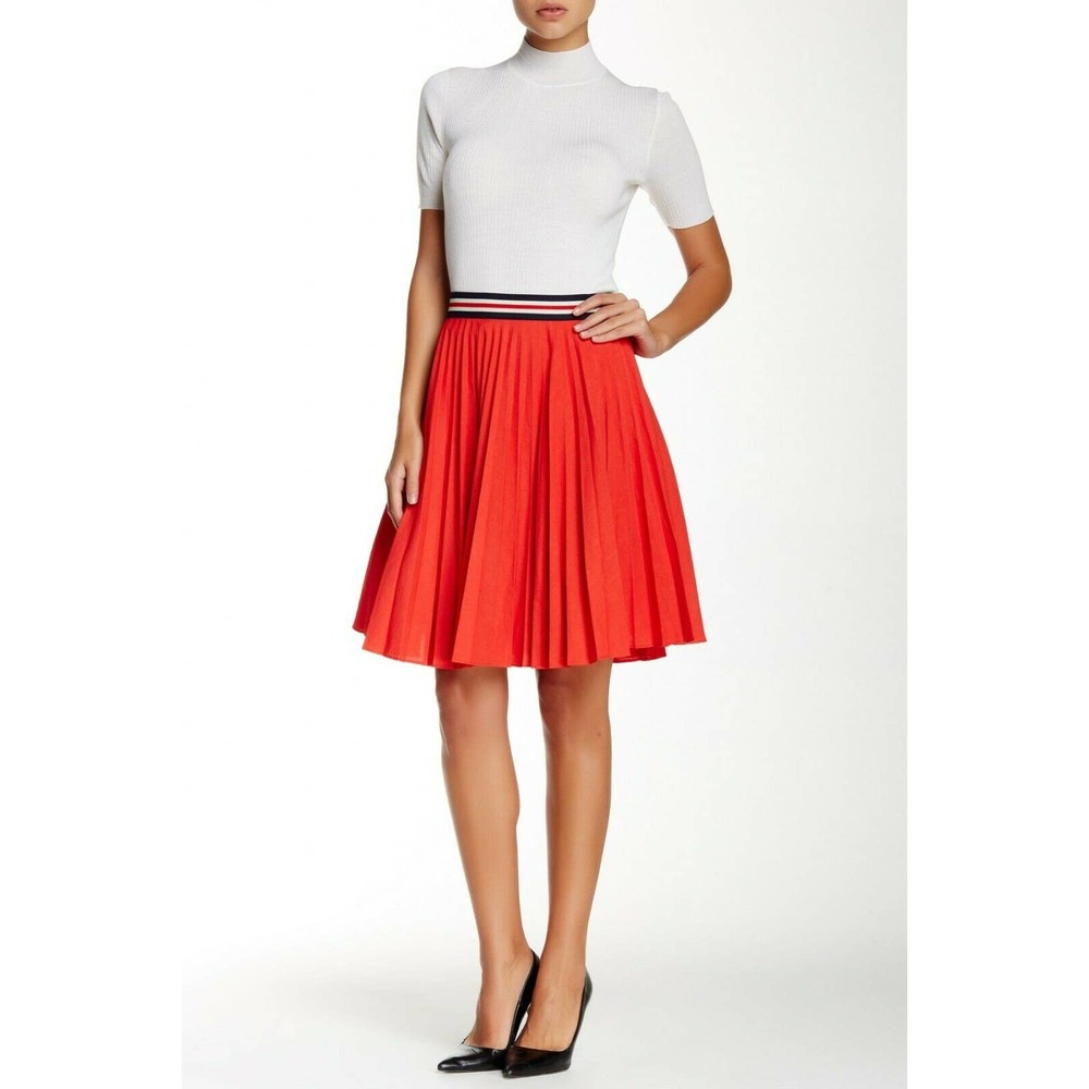 Theory Zeya Crunch Pleated Linen Skirt